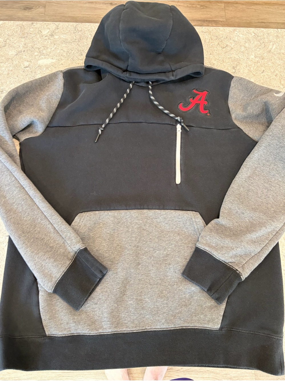 Alabama Crimson Tide Nike Colorblock Men's Black & Gray Hooded Sweatshirt -XL